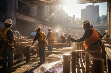 Trabalhadores em uma obra da construção civil 