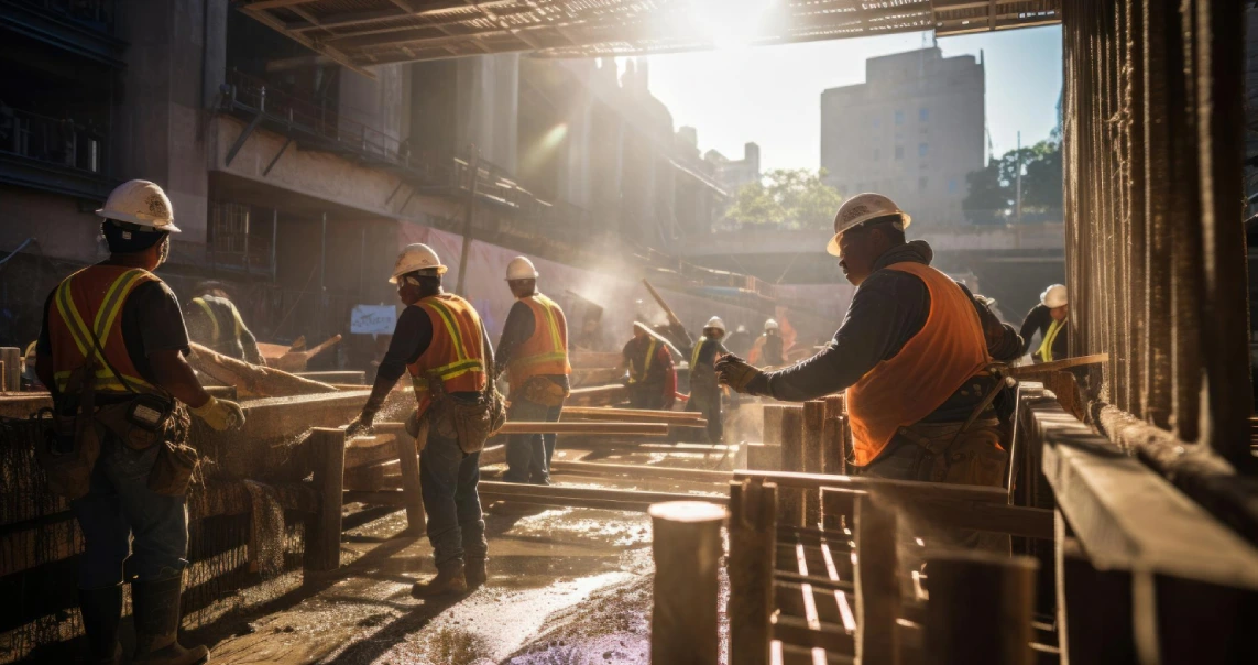 Trabalhadores em uma obra da construção civil 